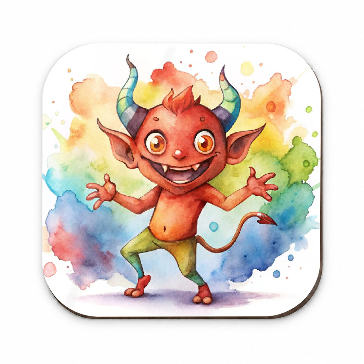 Happy Short Dancing Demon Watercolor Fridge Magnet