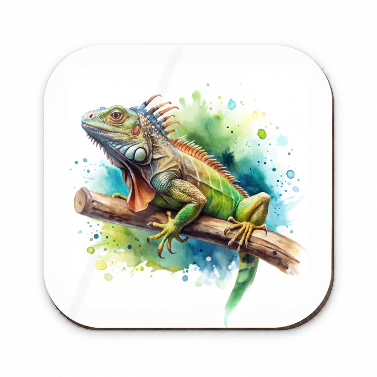 Iguana Lizard On Branch Reptile Watercolor Fridge Magnet