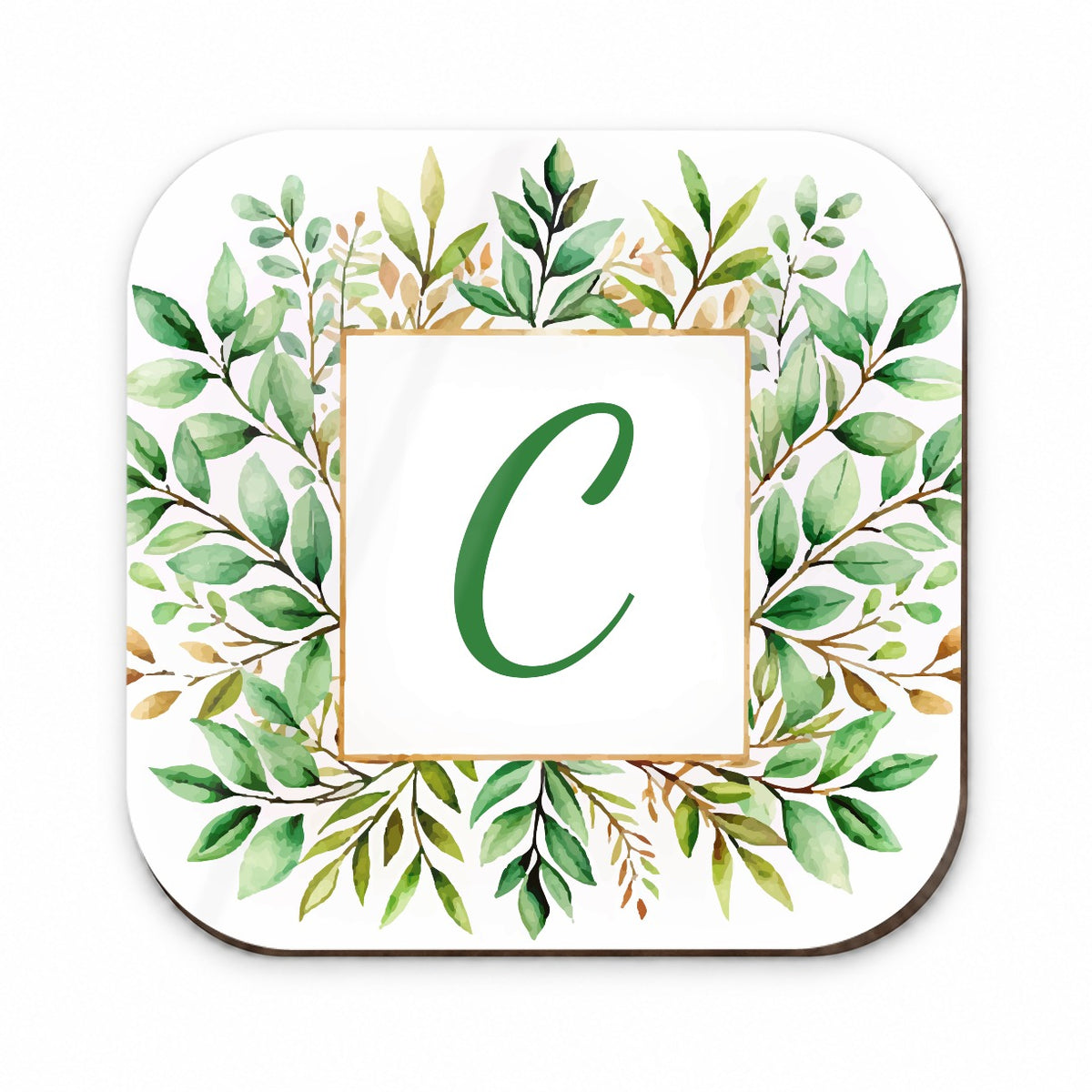 Letter C Initial Monogram Frame Leaf Fridge Magnet