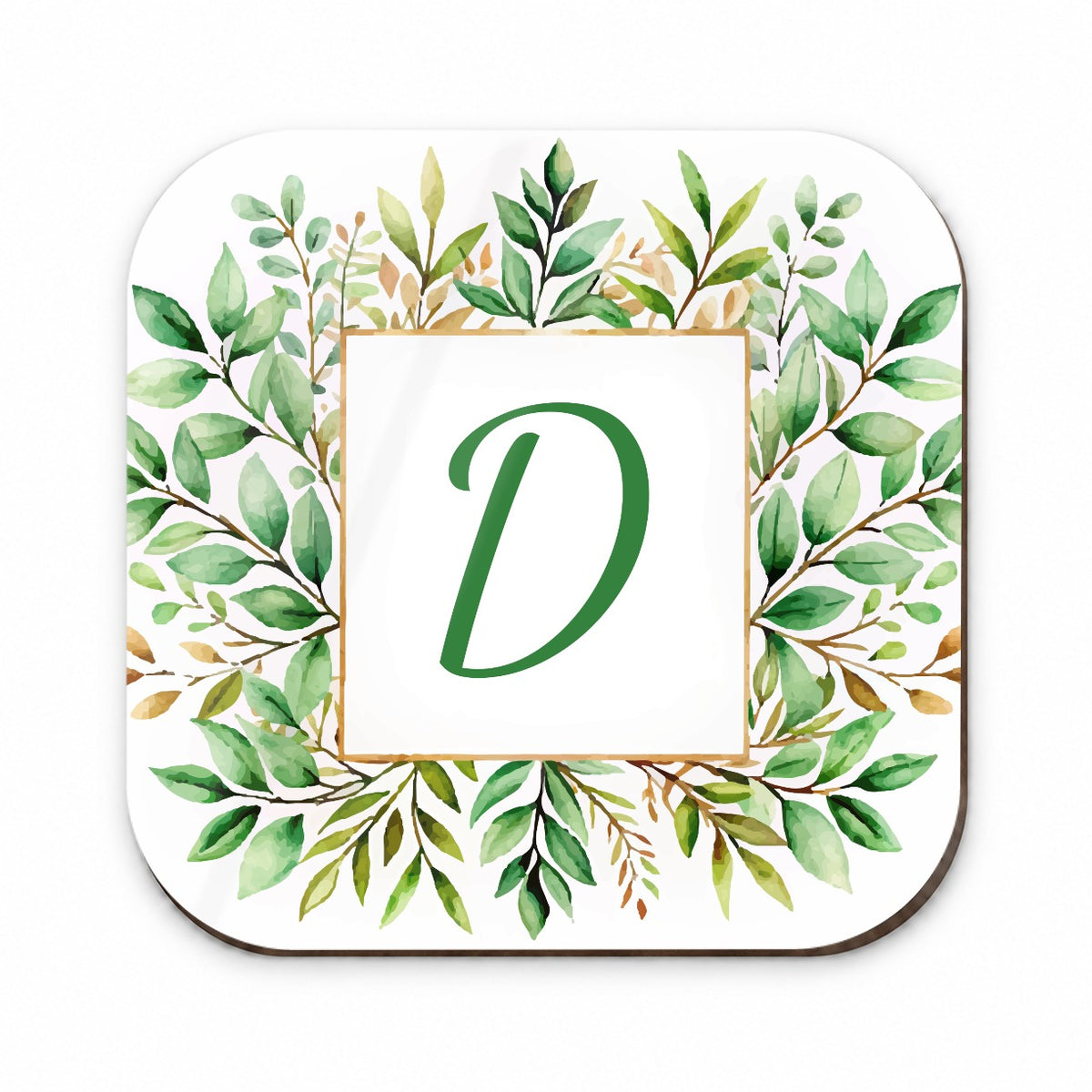 Letter D Initial Monogram Frame Leaf Fridge Magnet