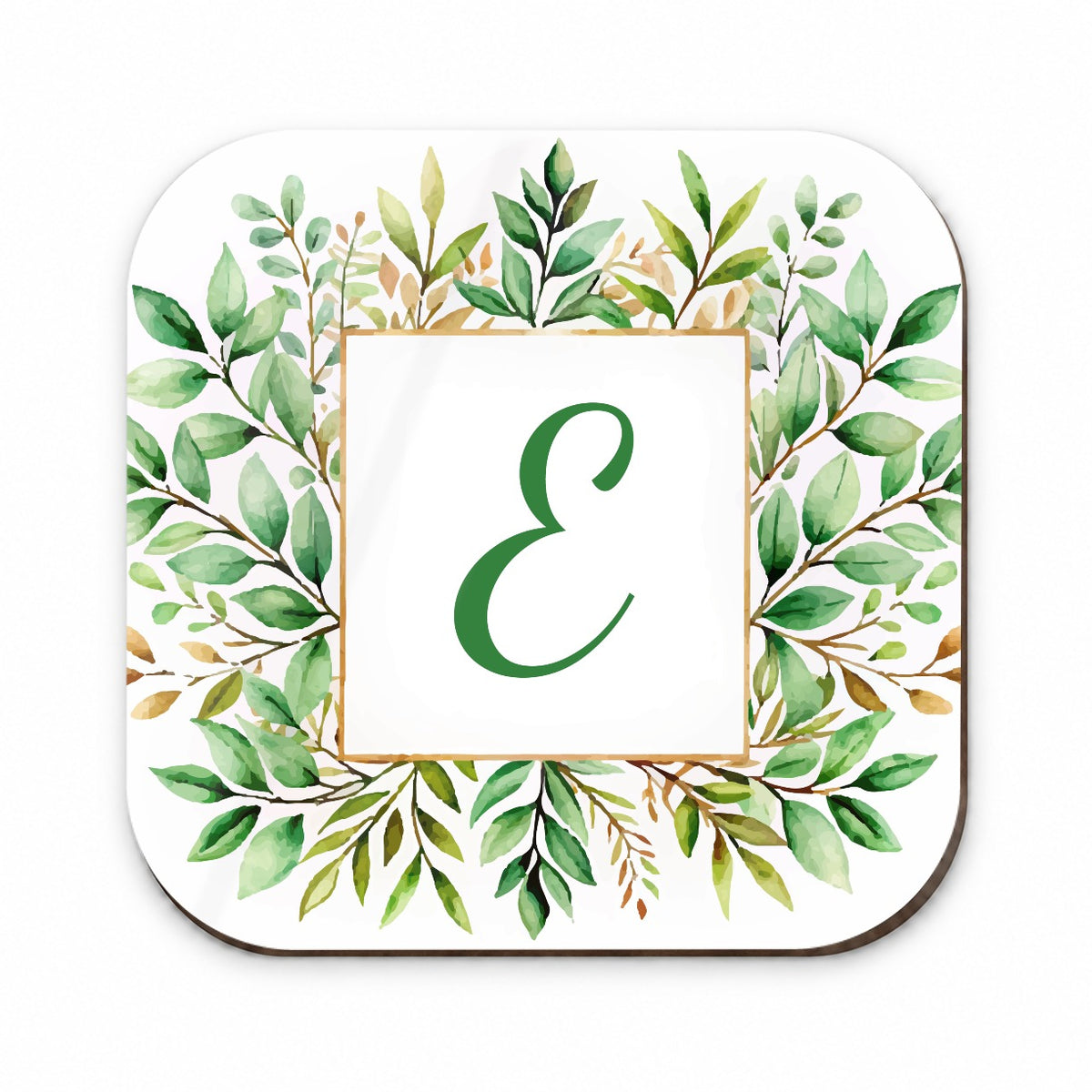 Letter E Initial Monogram Frame Leaf Fridge Magnet