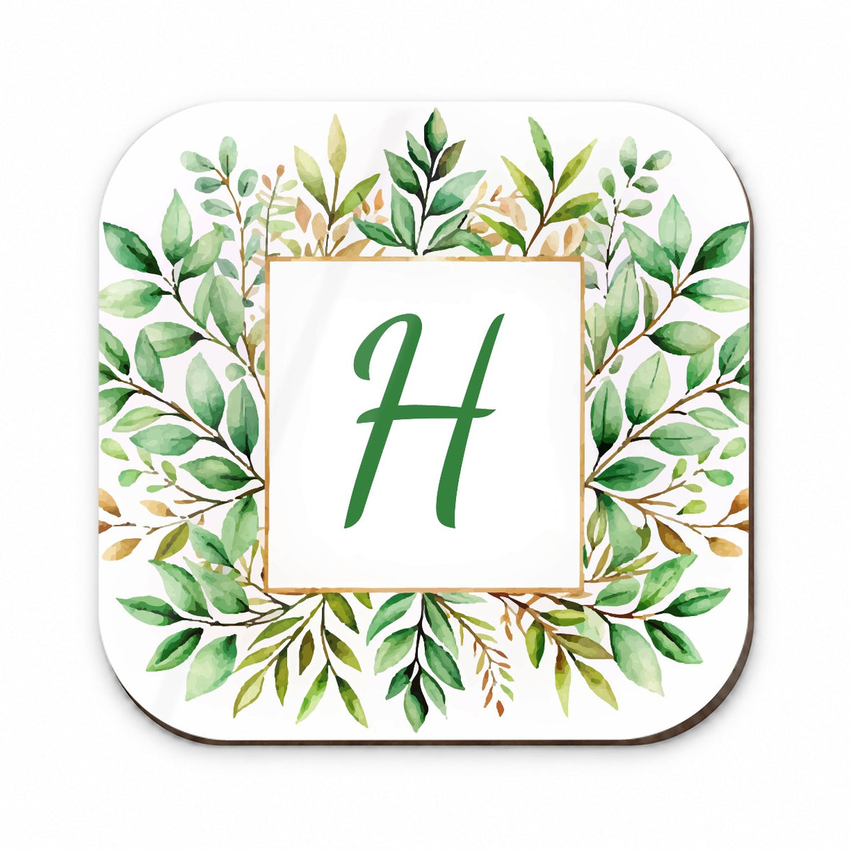 Letter H Initial Monogram Frame Leaf Fridge Magnet