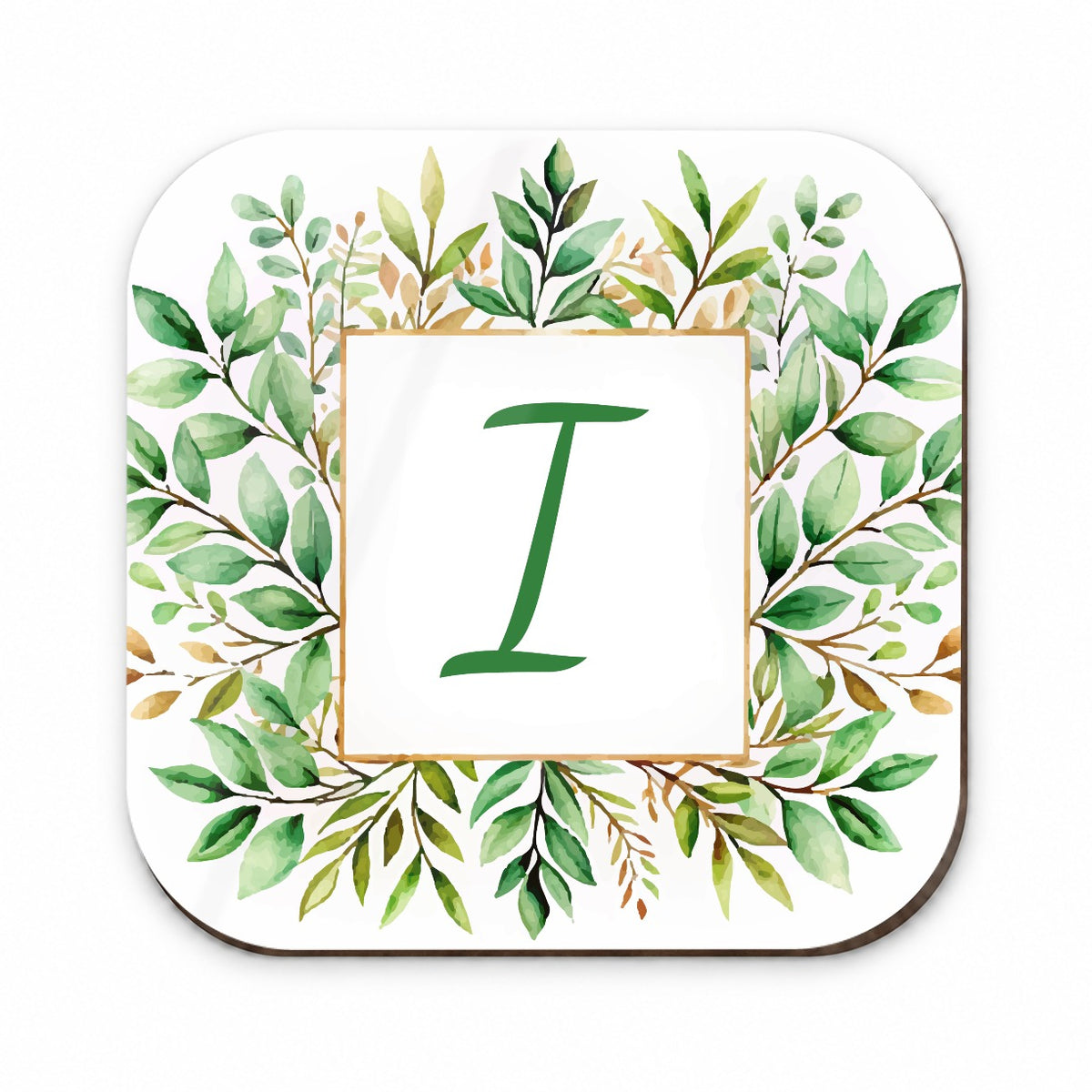 Letter I Initial Monogram Frame Leaf Fridge Magnet