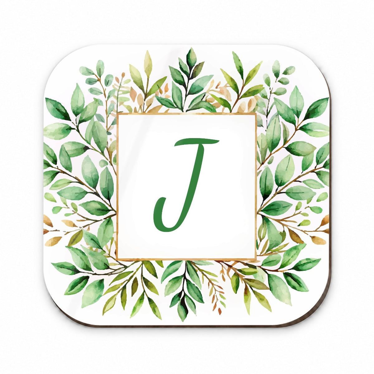 Letter J Initial Monogram Frame Leaf Fridge Magnet
