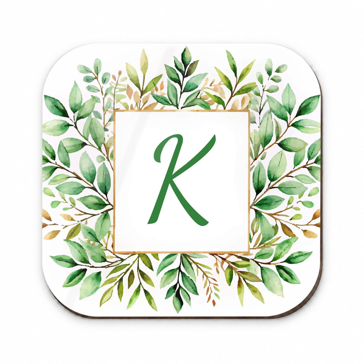 Letter K Initial Monogram Frame Leaf Fridge Magnet