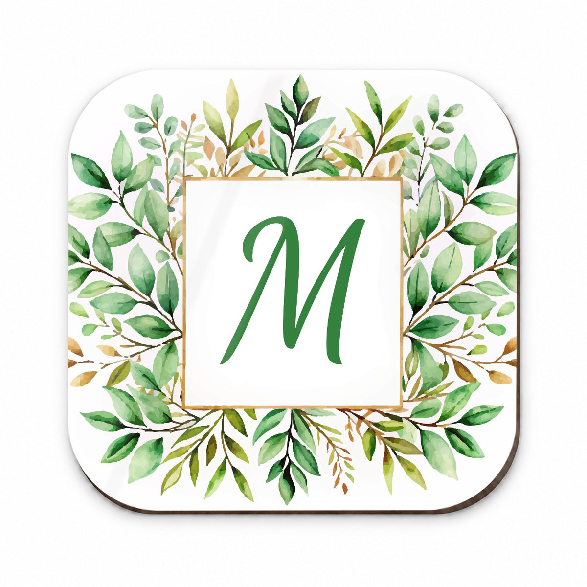 Letter M Initial Monogram Frame Leaf Fridge Magnet