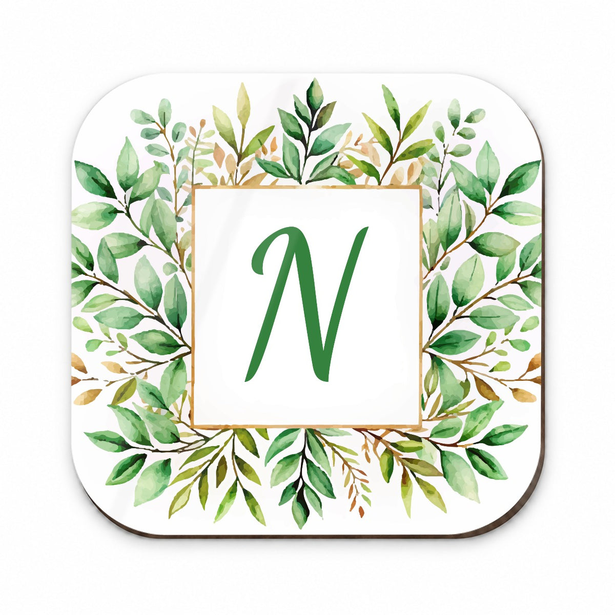 Letter N Initial Monogram Frame Leaf Fridge Magnet