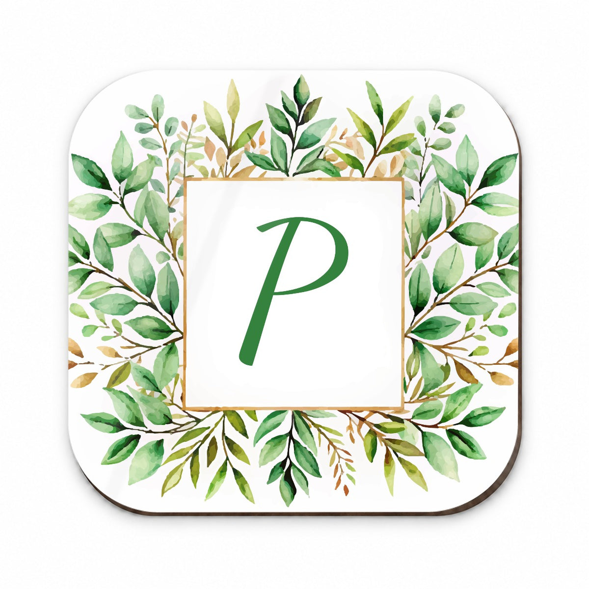 Letter P Initial Monogram Frame Leaf Fridge Magnet