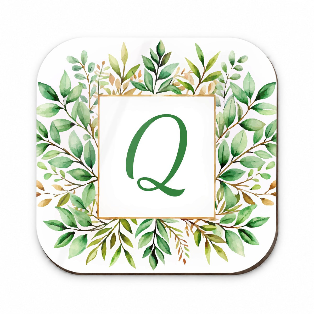 Letter Q Initial Monogram Frame Leaf Fridge Magnet