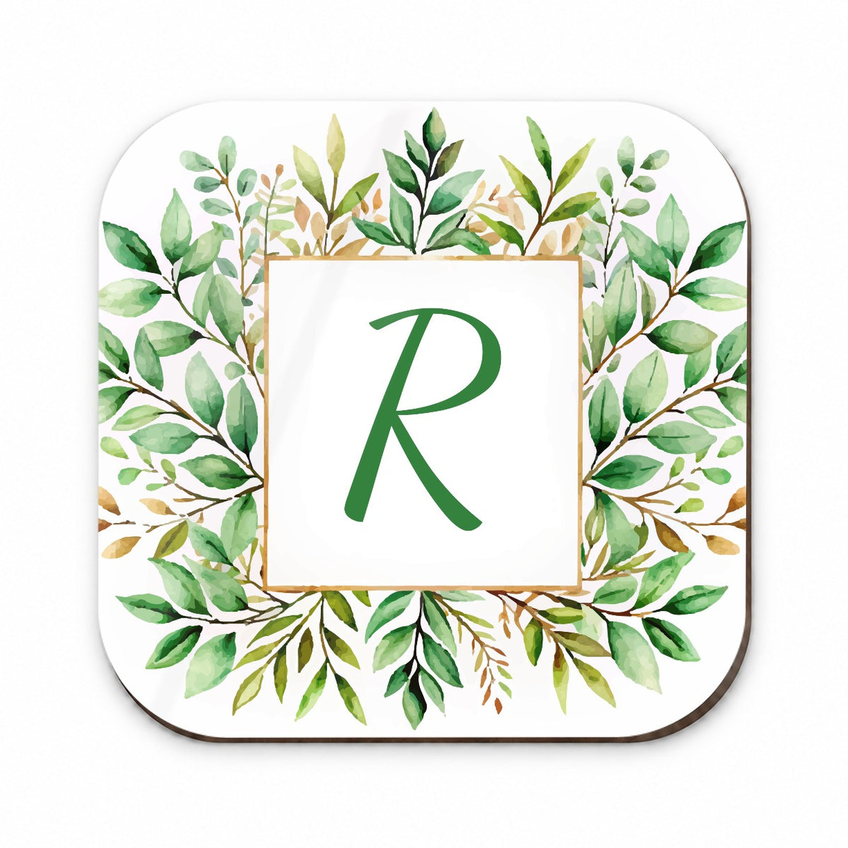 Letter R Initial Monogram Frame Leaf Fridge Magnet