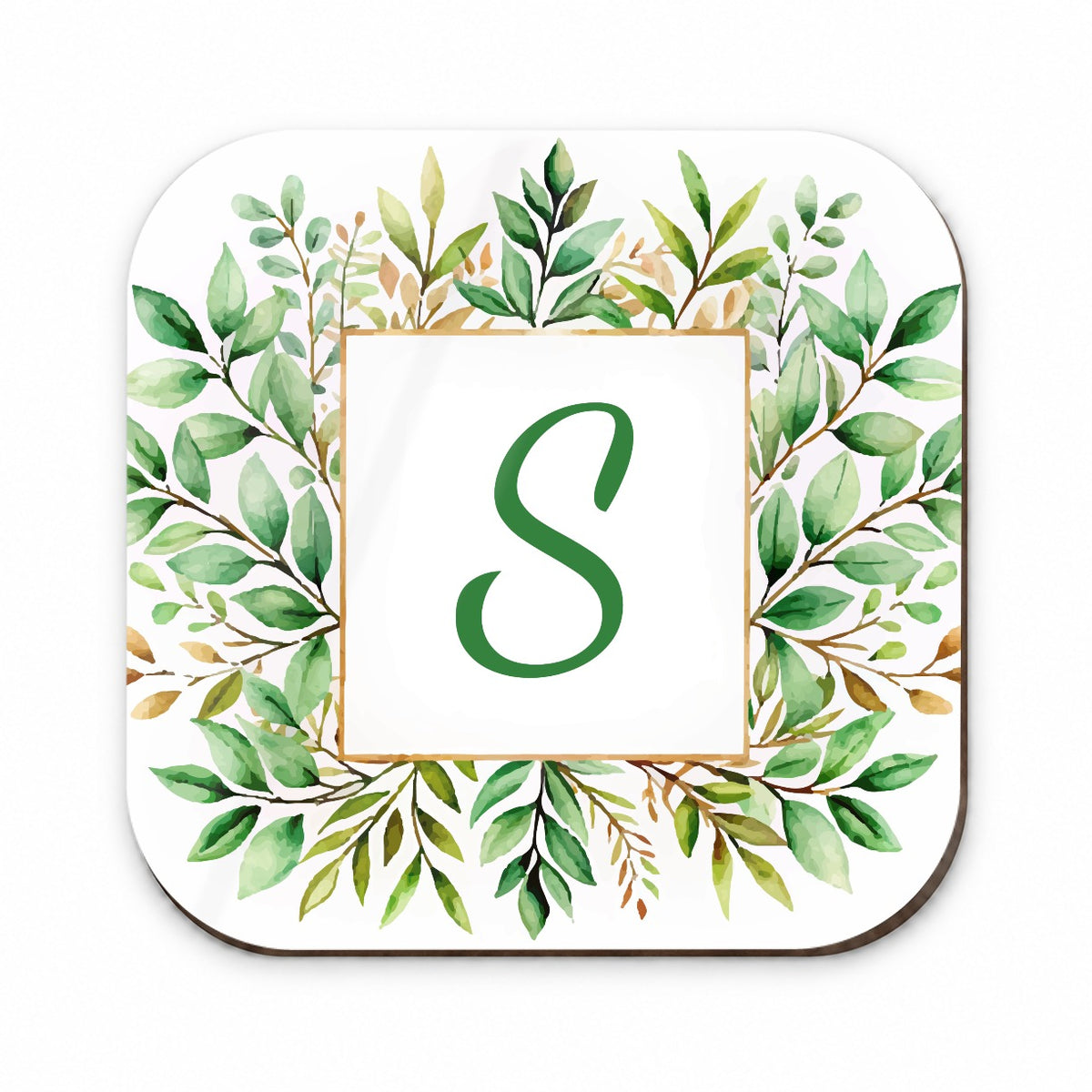 Letter S Initial Monogram Frame Leaf Fridge Magnet