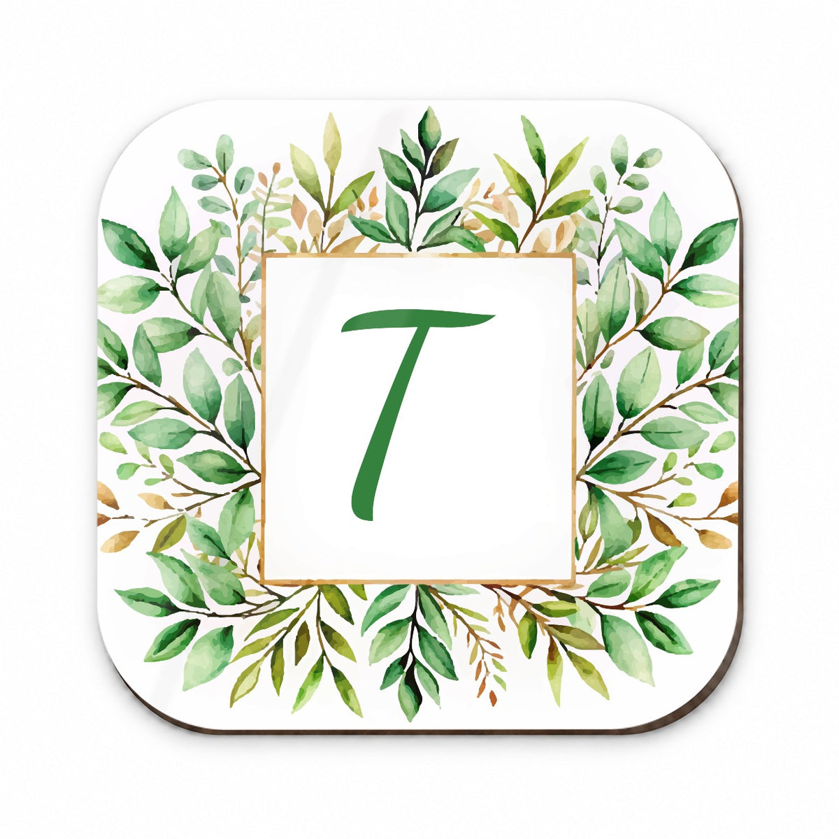 Letter T Initial Monogram Frame Leaf Fridge Magnet