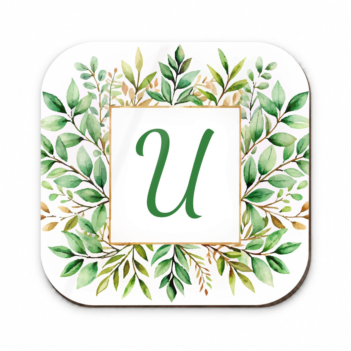 Letter U Initial Monogram Frame Leaf Fridge Magnet
