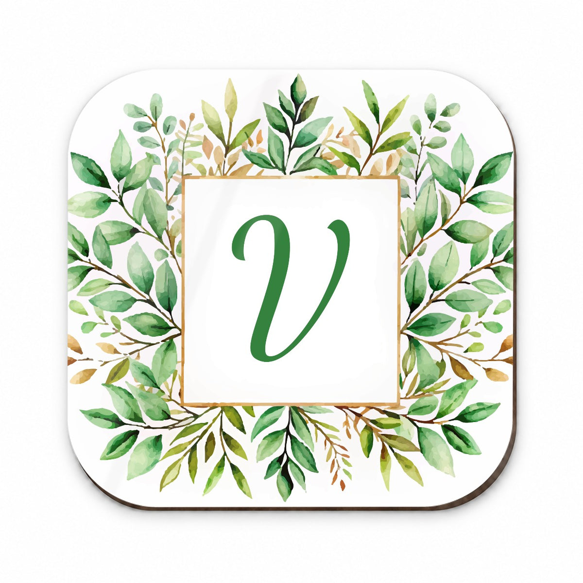 Letter V Initial Monogram Frame Leaf Fridge Magnet