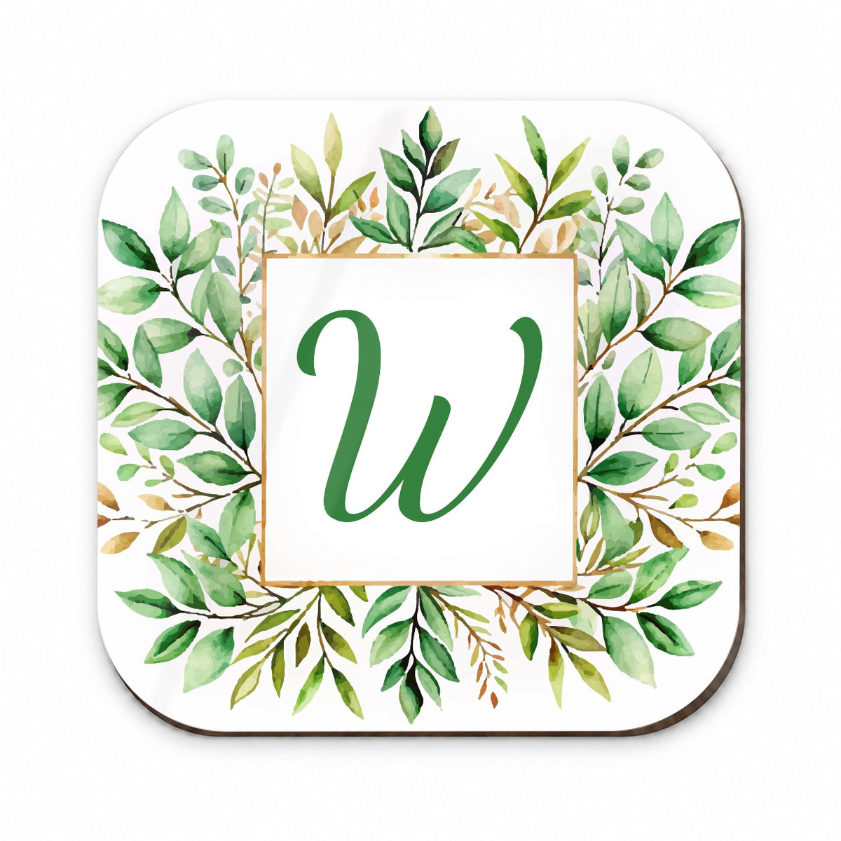 Letter W Initial Monogram Frame Leaf Fridge Magnet