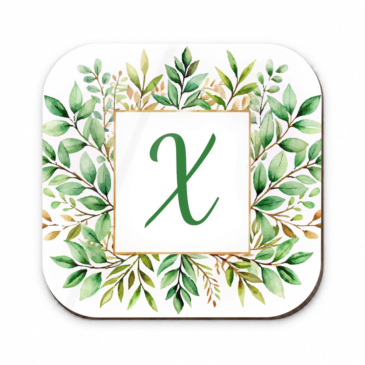 Letter X Initial Monogram Frame Leaf Fridge Magnet