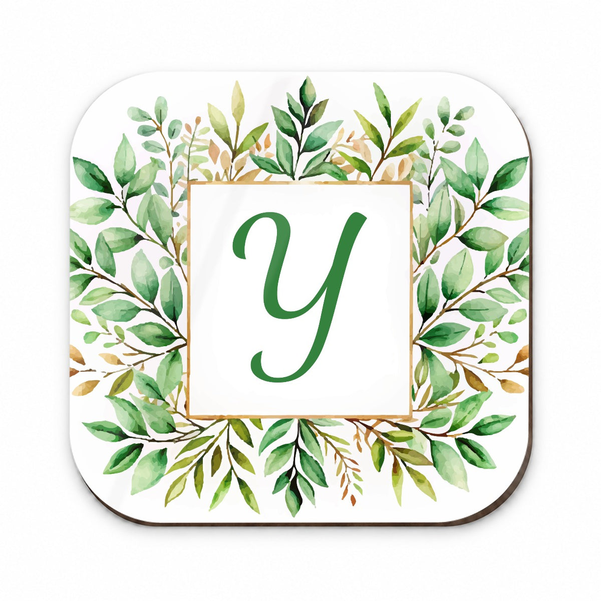 Letter Y Initial Monogram Frame Leaf Fridge Magnet