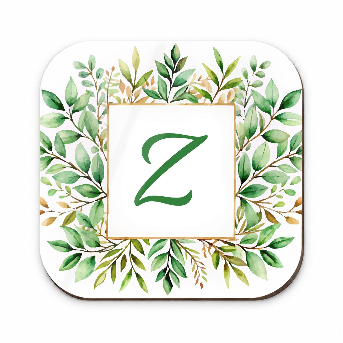 Letter Z Initial Monogram Frame Leaf Fridge Magnet