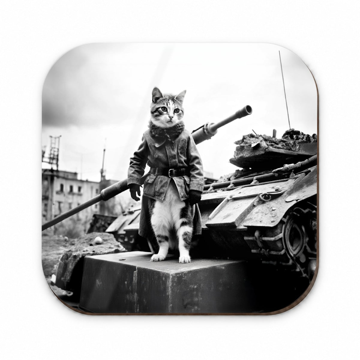 Military Resistance War Soldier Cat Retro Black And White Fridge Magnet