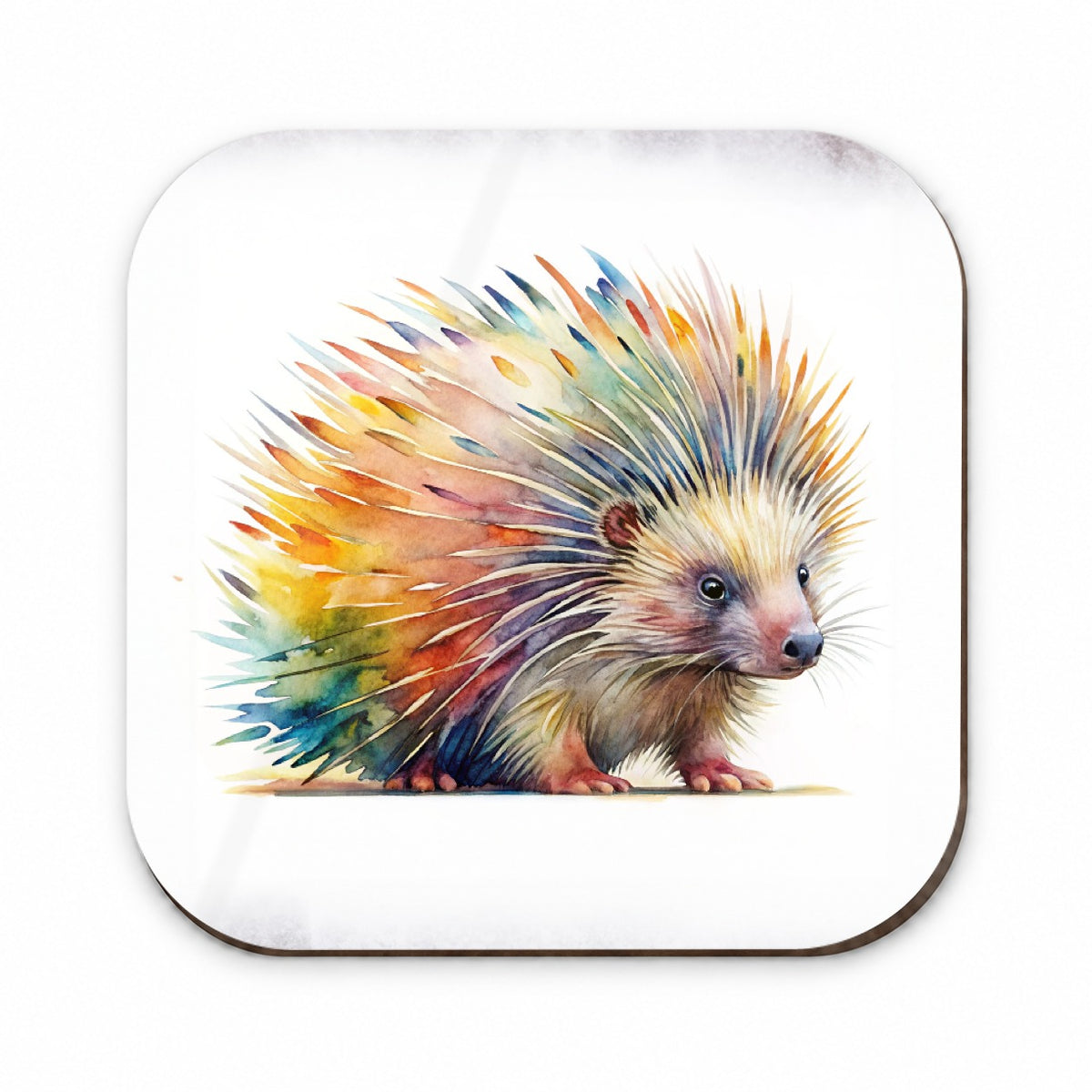 Porcupine Colorful Rainbow Watercolor Fridge Magnet