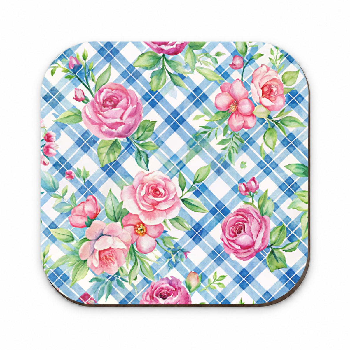Pretty Pink Flowers Floral Blue Wallpaper Fridge Magnet