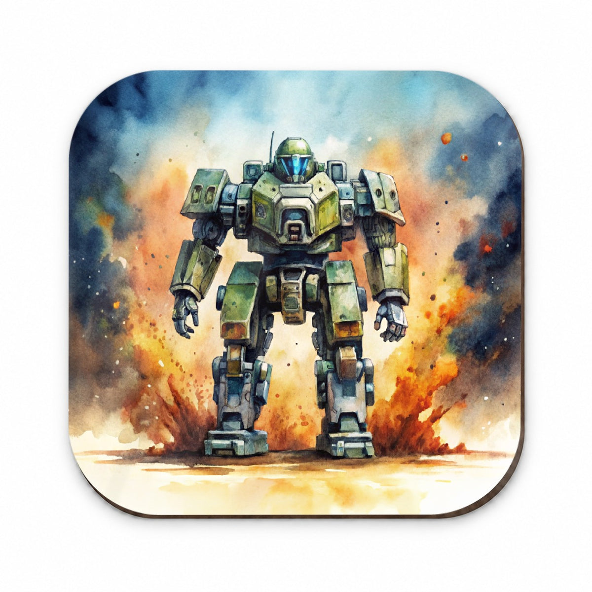 Sci-fi Giant Robot Warrior Mech Watercolor Fridge Magnet