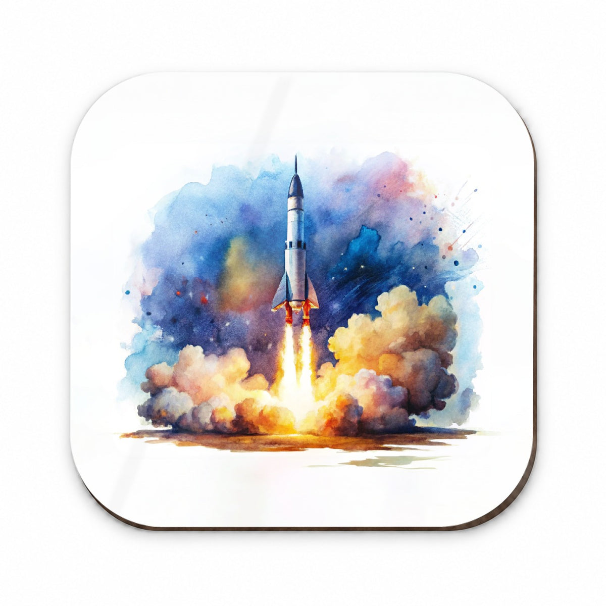 Sci-fi Missile Rocket Launch Watercolor Fridge Magnet