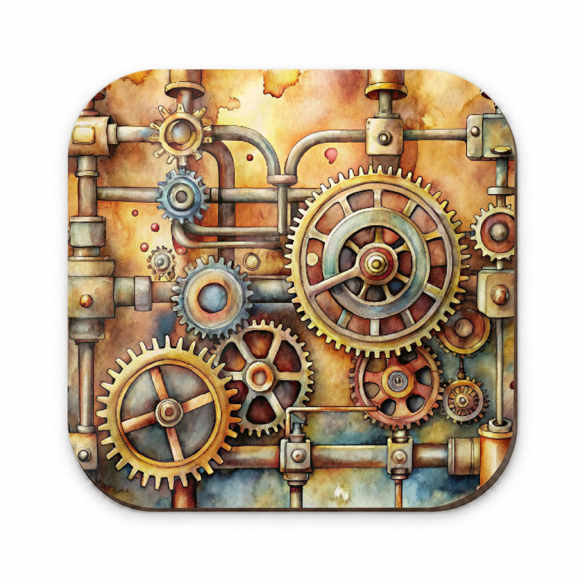 Sci-fi Steampunk Gears And Pipes Watercolor Fridge Magnet
