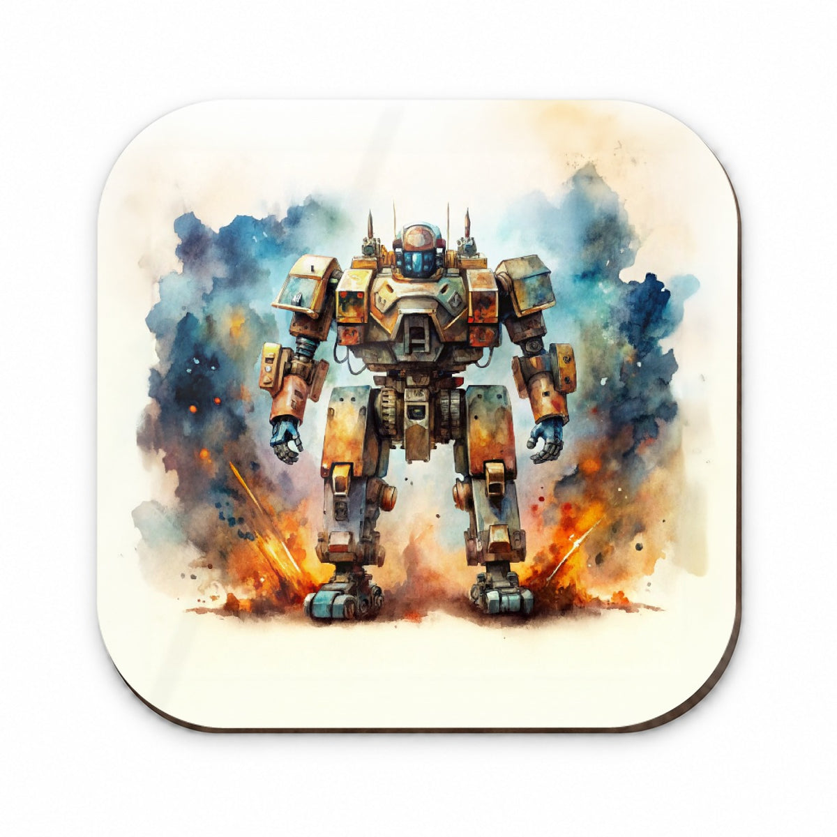 Sci-fi Steampunk Giant Robot Warrior Mech Watercolor Fridge Magnet