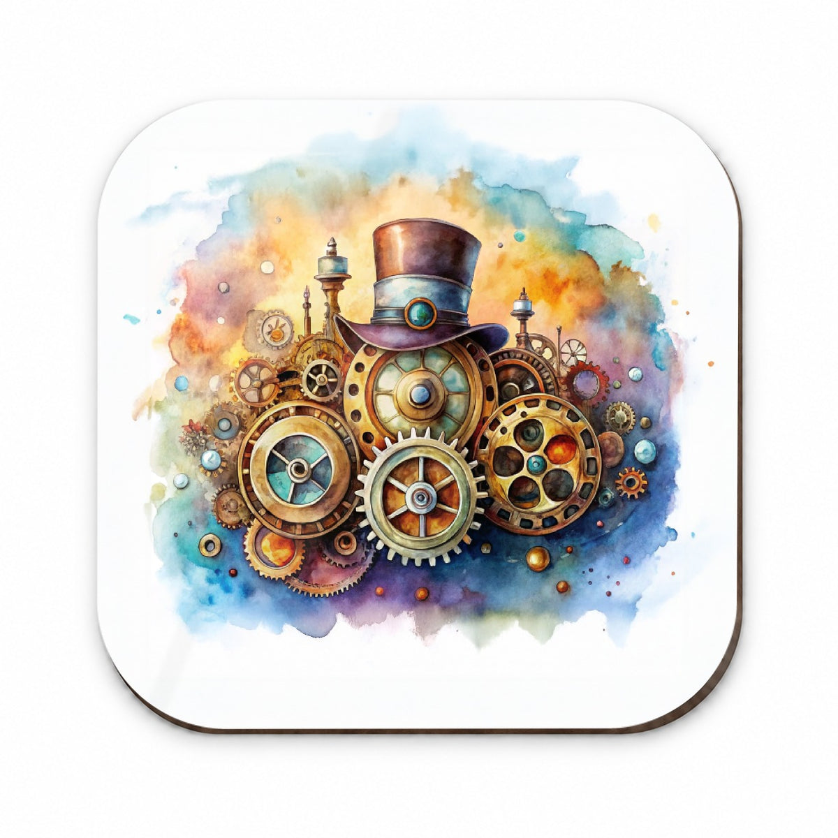 Sci-fi Steampunk Hat And Gears Watercolor Fridge Magnet
