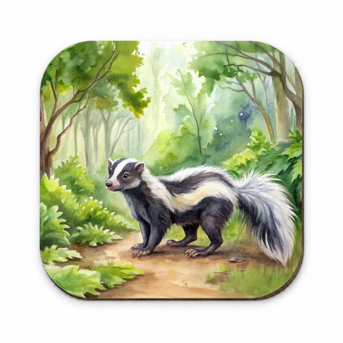 Skunk In The Forest Watercolor Fridge Magnet