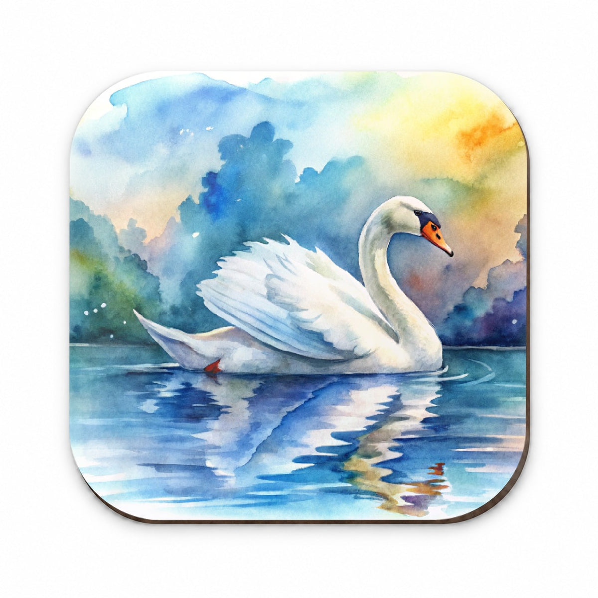 Swan Gliding Across Lake Watercolor Fridge Magnet