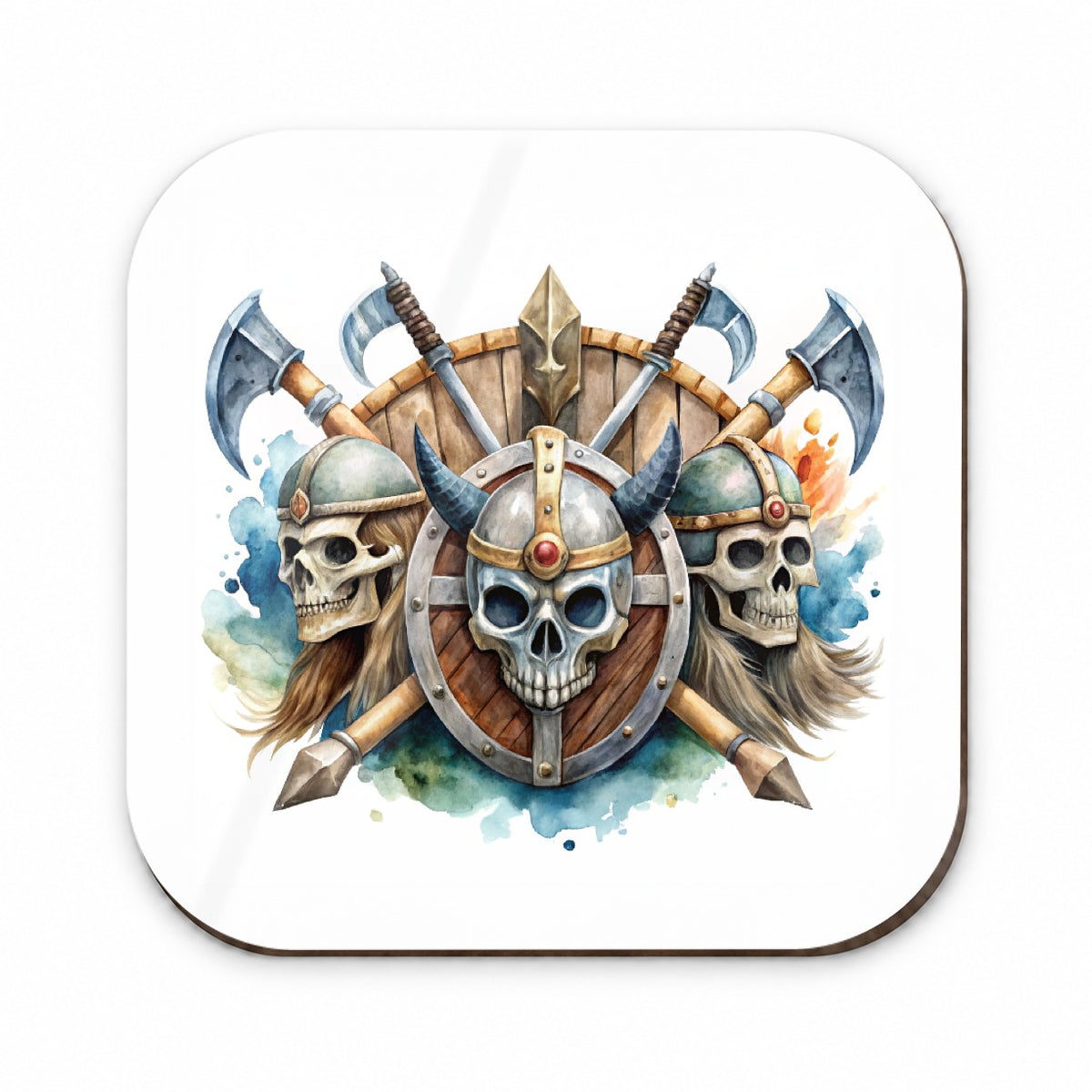 Viking Axes Shields And Skulls Watercolor Fridge Magnet