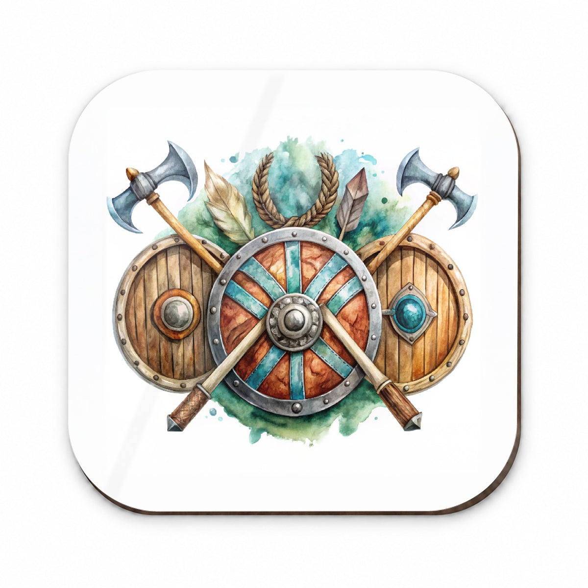 Viking Symbols Shields Axes Watercolor Fridge Magnet