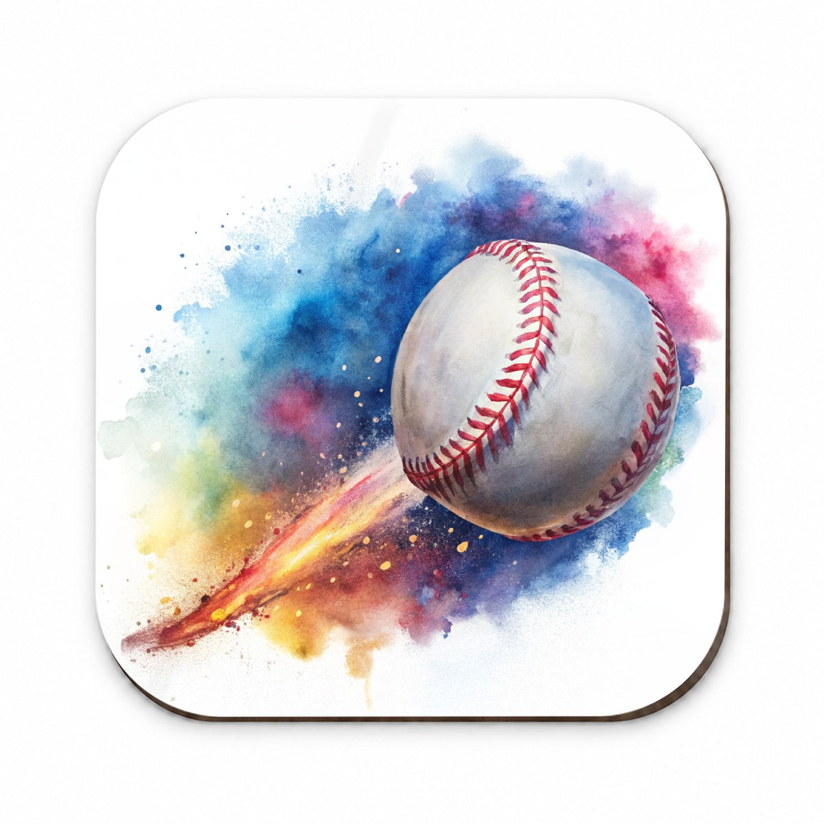 Baseball Rocketing Through The Air Watercolor Fridge Magnet