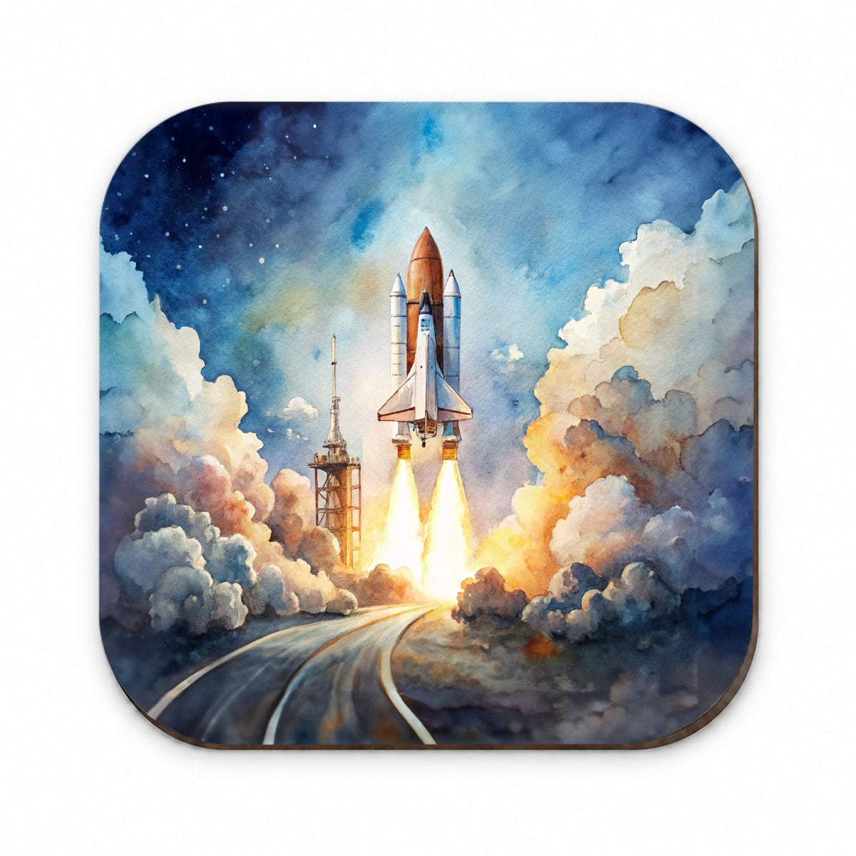 Classic Space Shuttle Launch Watercolor Fridge Magnet