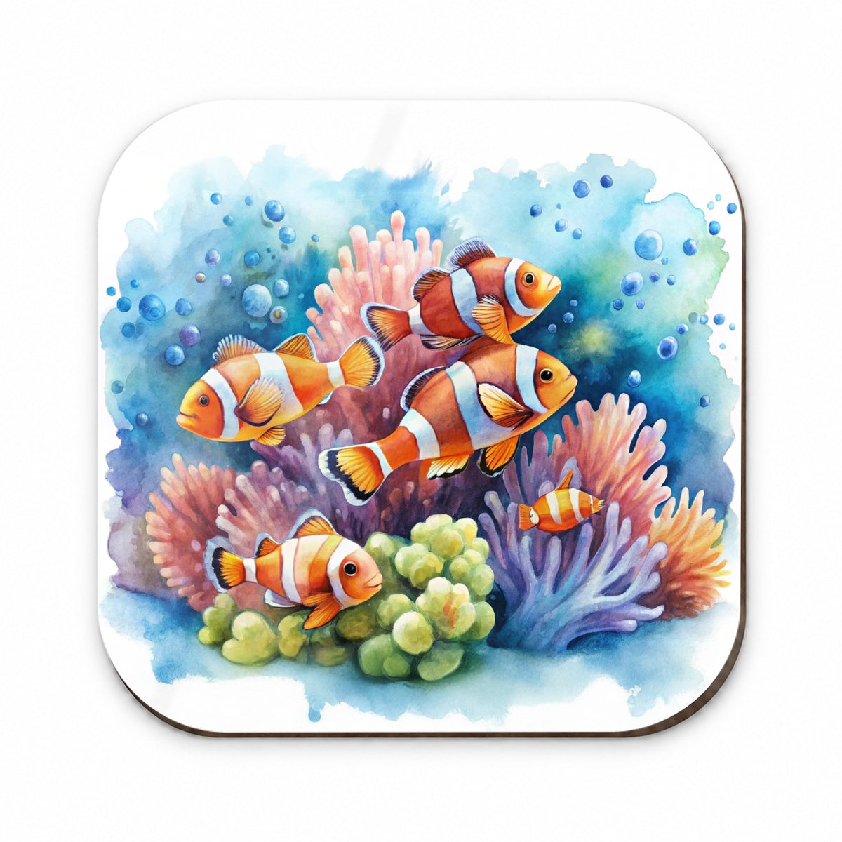 Clown Fish Swimming Around Coral Watercolor Fridge Magnet
