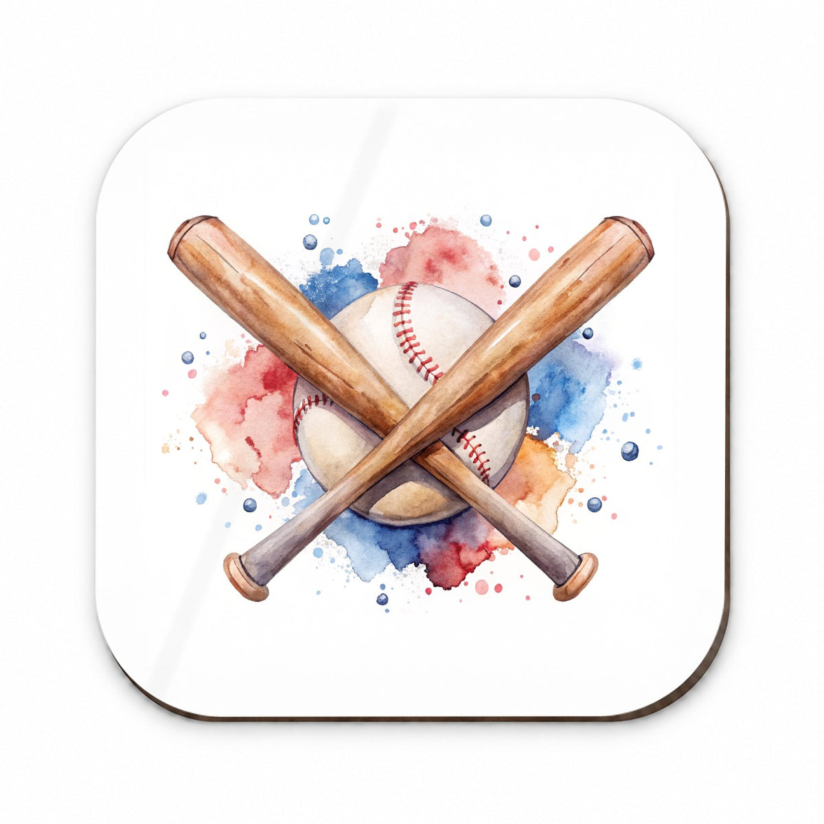 Crossed Baseball Bats And Balls Watercolor Fridge Magnet