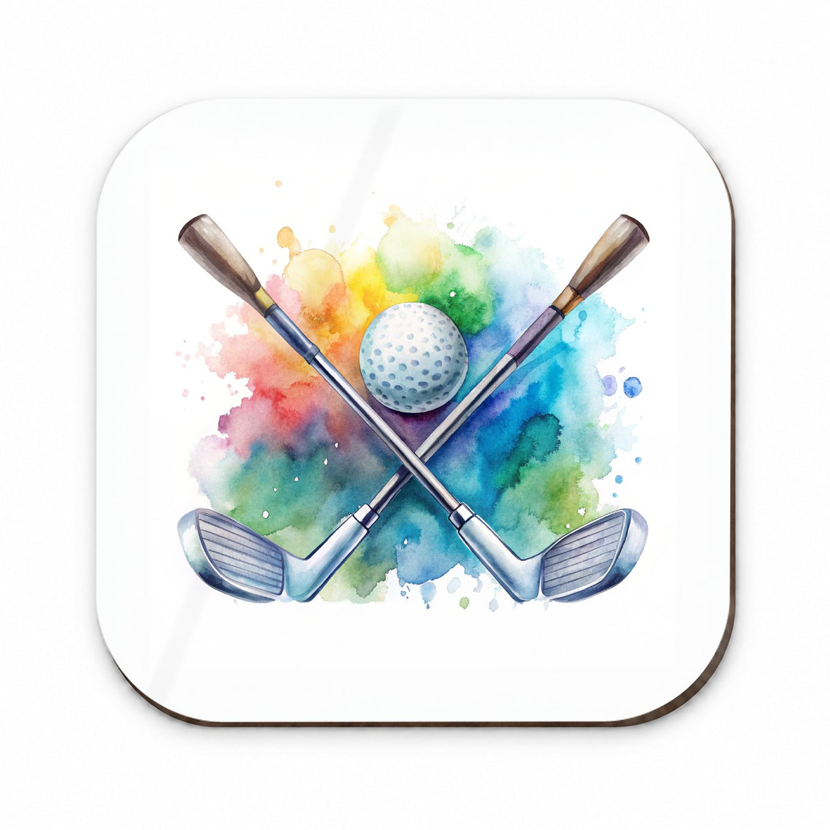 Crossed Golf Clubs And Ball Watercolor Fridge Magnet