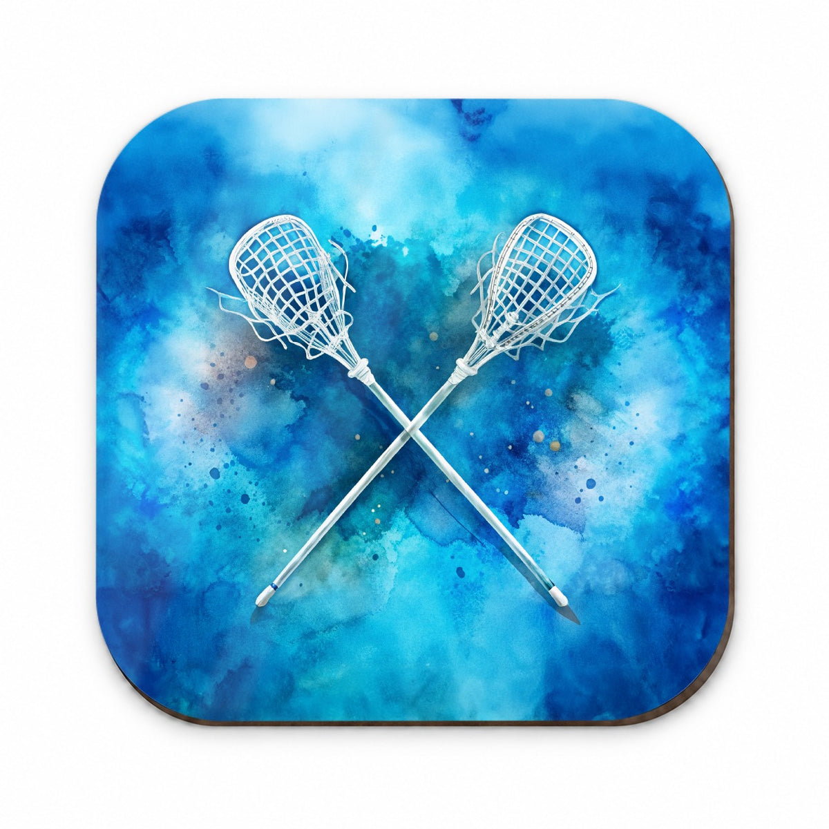 Crossed Lacrosse Sticks On Blue Background Fridge Magnet