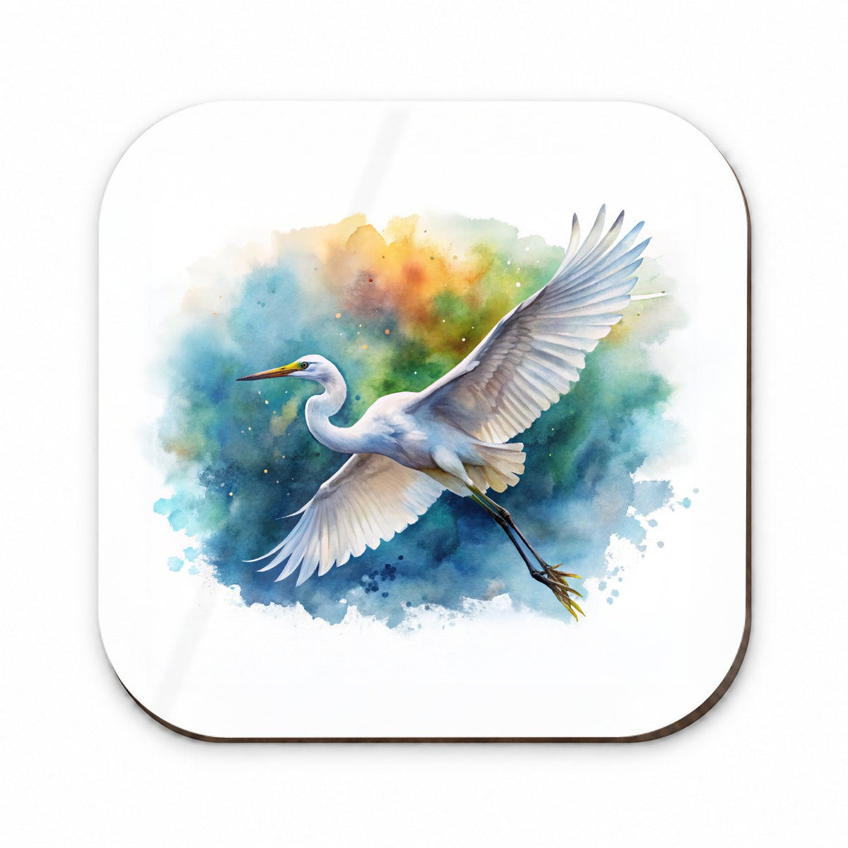 Egret In Flight Watercolor Fridge Magnet