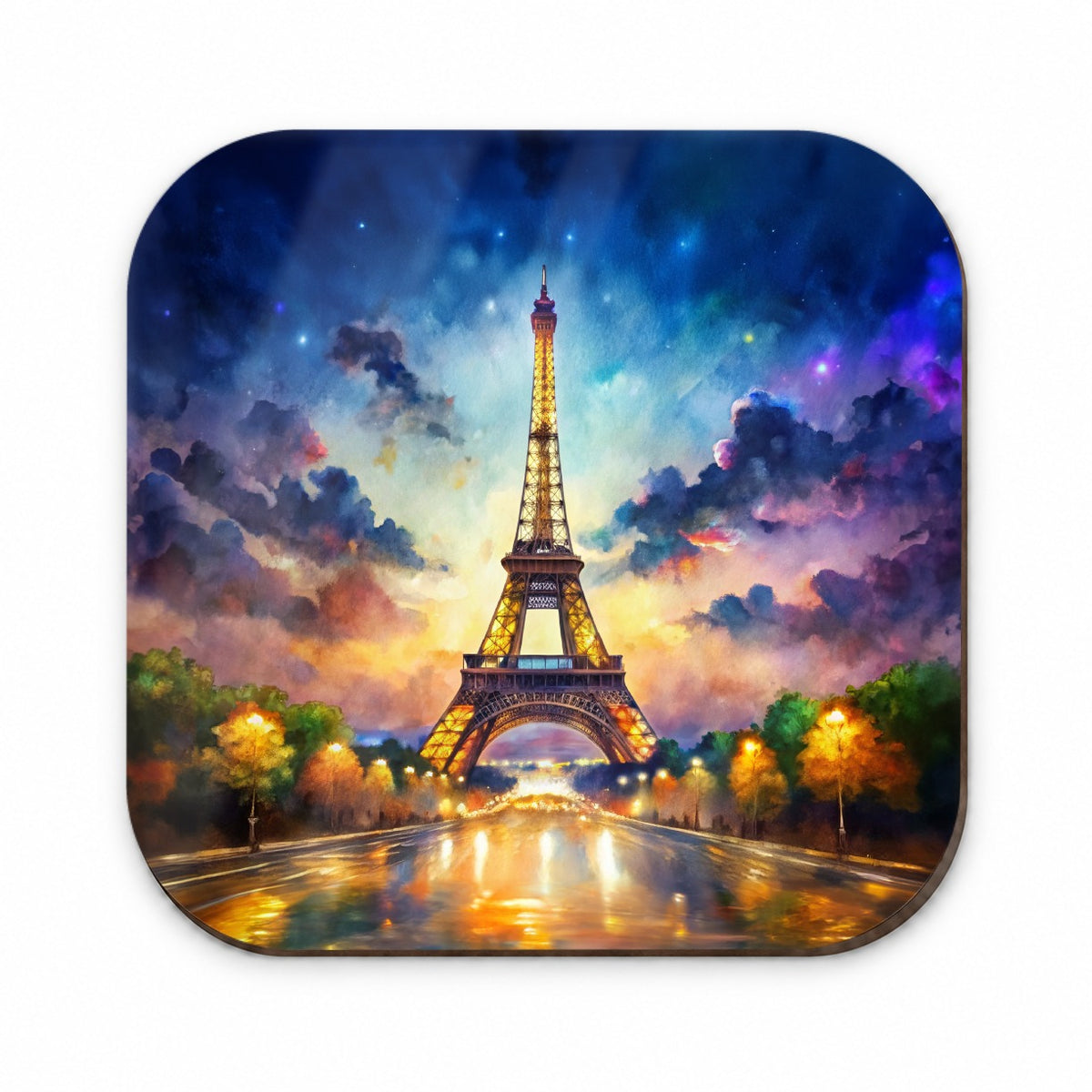 Eiffel Tower At Night Watercolor Fridge Magnet