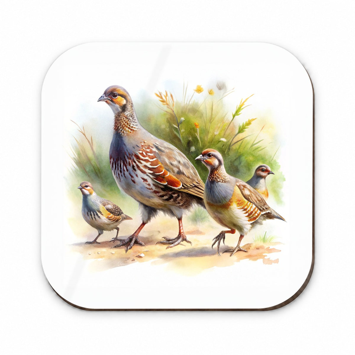Family Of Partridges Running Watercolor Fridge Magnet