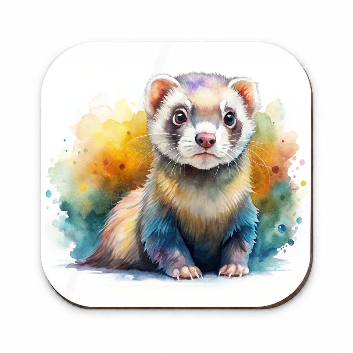 Ferret Colorful Watercolor Fridge Magnet