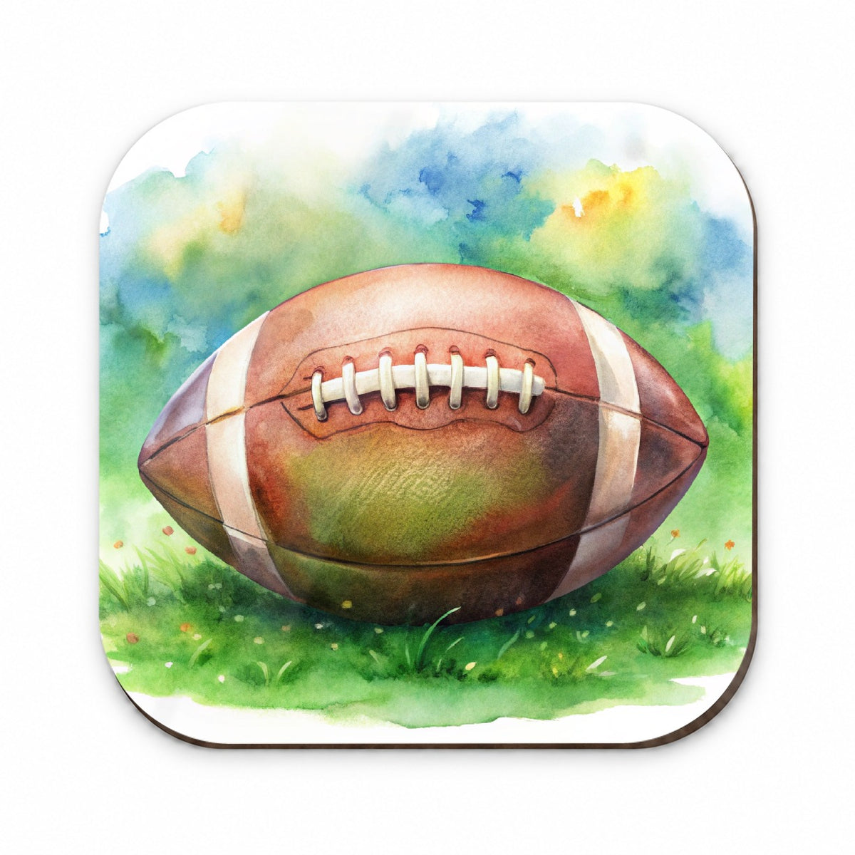 Football Ball On Field Watercolor Fridge Magnet