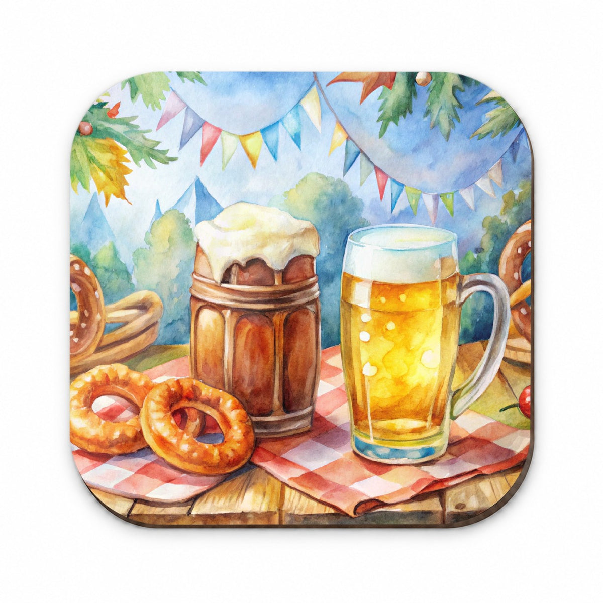 German Oktoberfest Beer Pretzel Watercolor Fridge Magnet