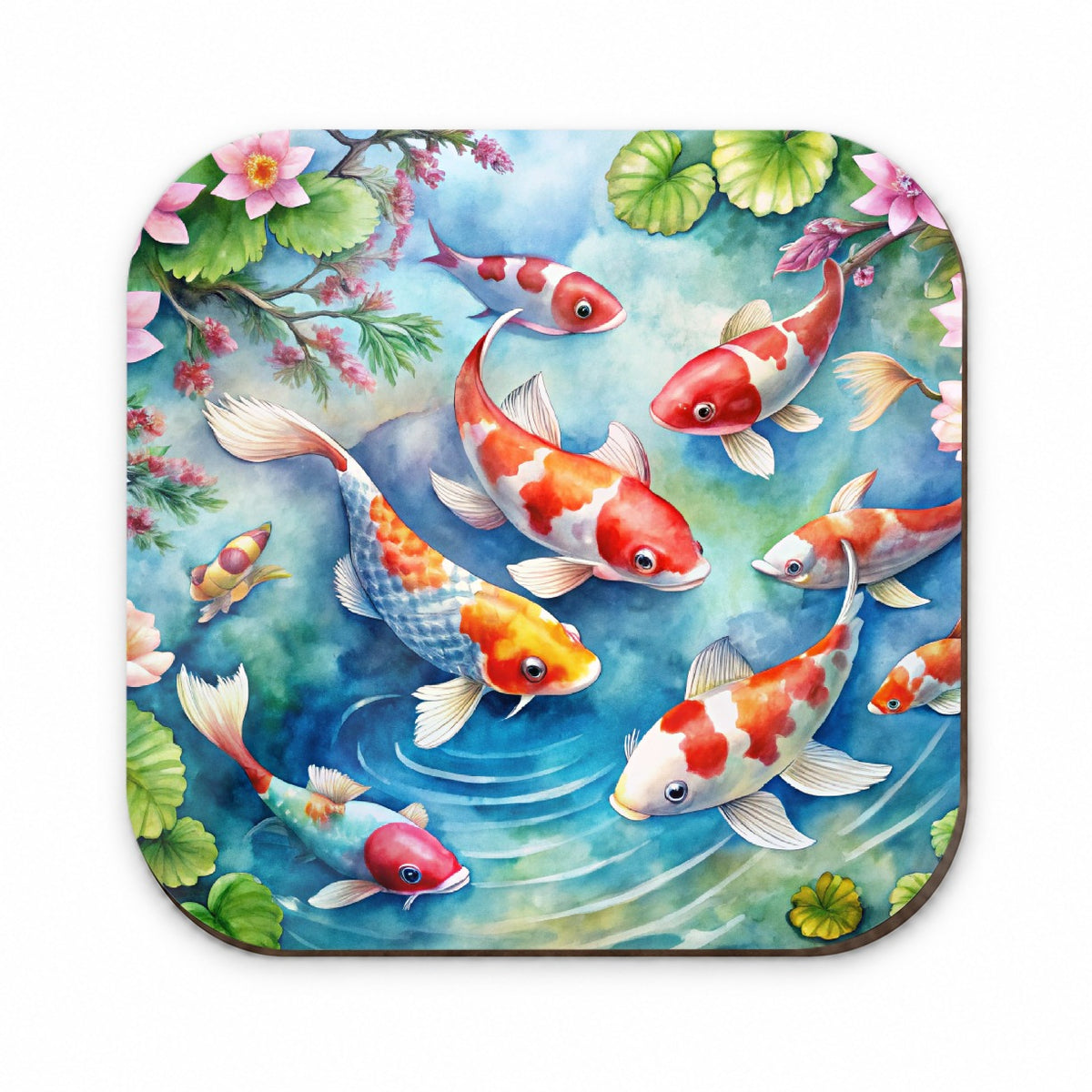 Japanese Koi Pond Scene Watercolor Fridge Magnet