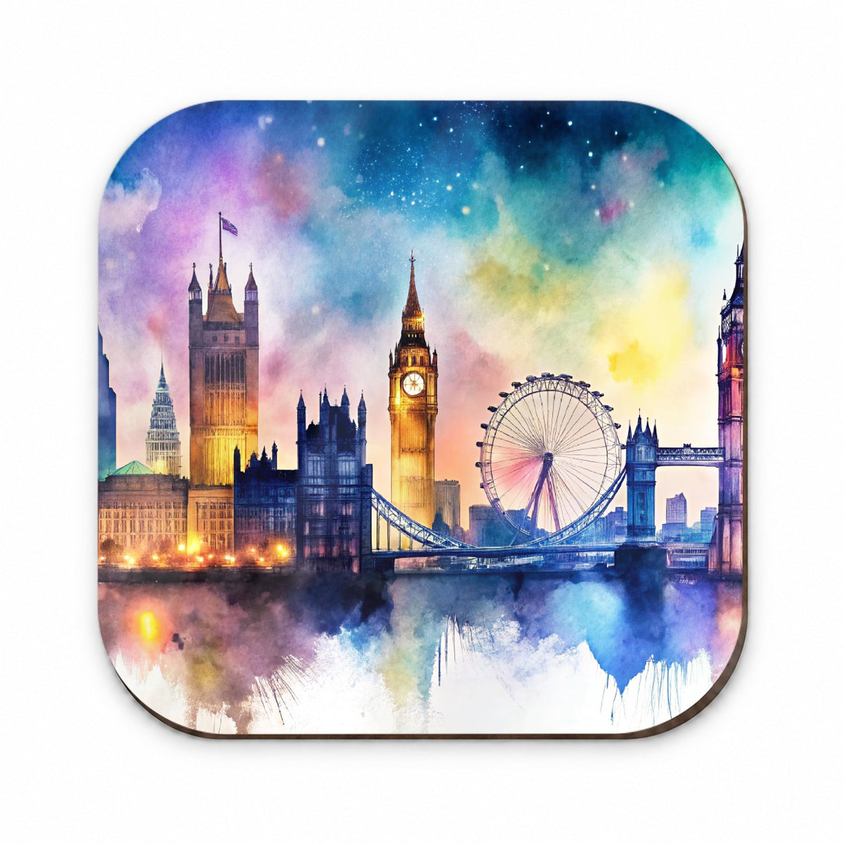 London Skyline At Night Scene Watercolor Fridge Magnet