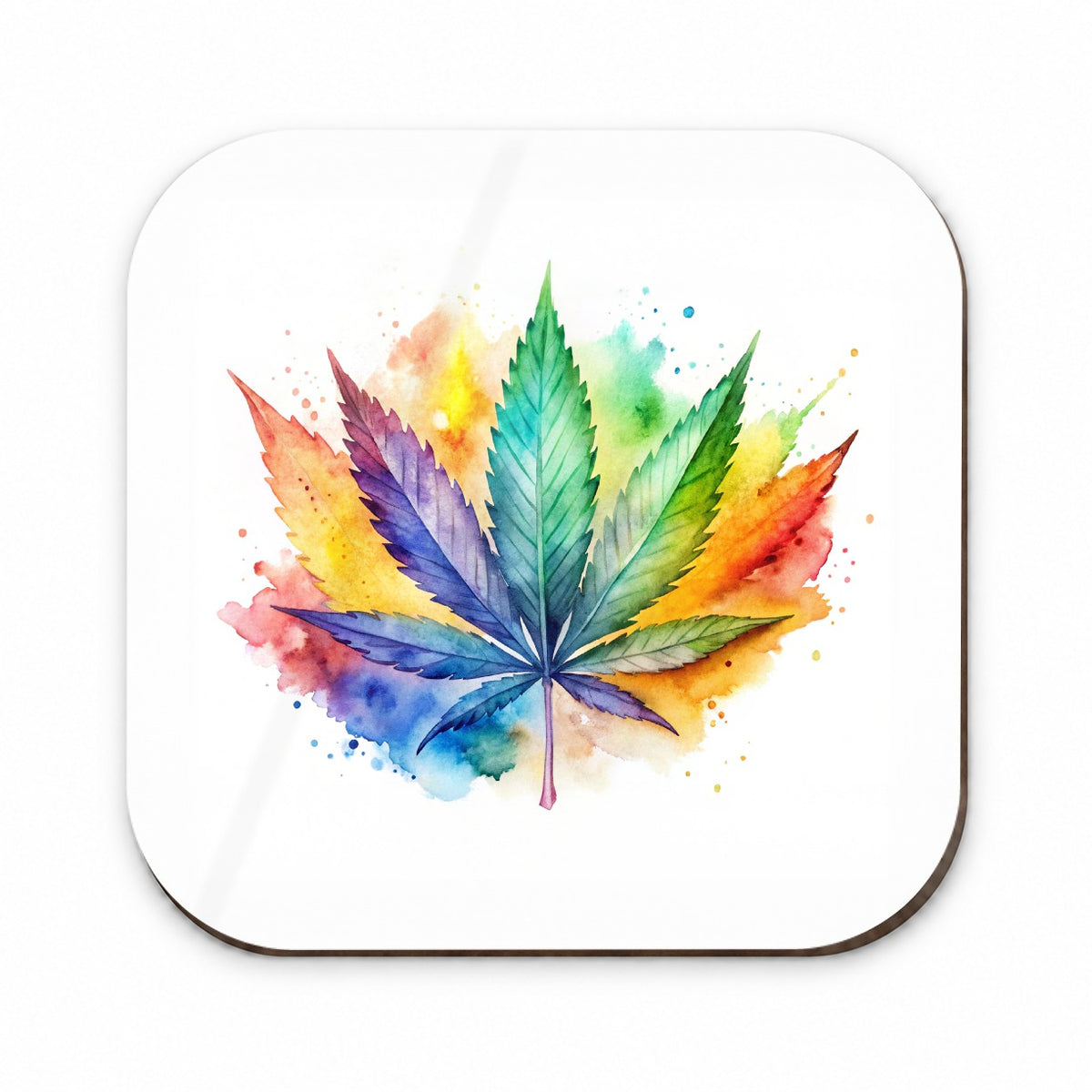 Marijuana Leaf Rainbow Watercolor Fridge Magnet