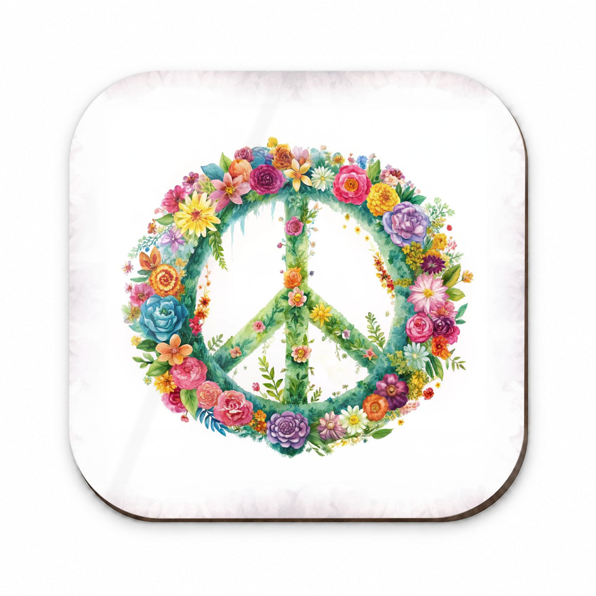 Peace Symbol Floral Watercolor Fridge Magnet